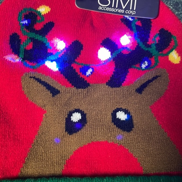 Christmas Reindeer flashing light toque new with tag - Picture 2 of 5